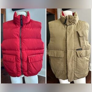 Tommy Hilfiger Vintage Red Khaki Down Puffer Vest Jacket Mens L